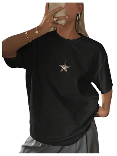SOLY HUX Women's Oversized T-Shirt Leopard Graphic Tees Streetwear Shirt Y2k Summer Clothes - Image 1