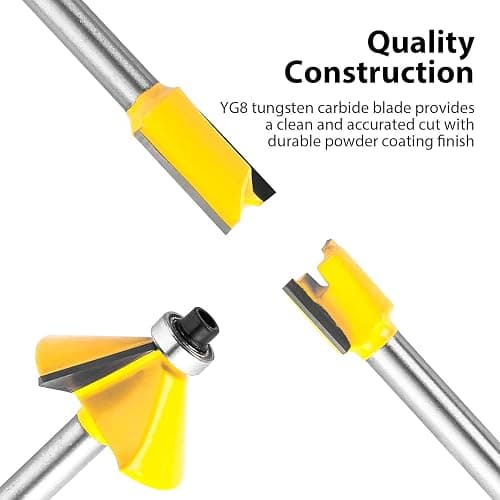 KOWOOD Router Bits Set of 15 Pieces 1/4 Inch Woodwork Tools for Beginners thumbnail 4