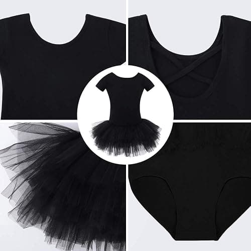 Bezioner Girls Cotton Ballet Dance Dress Cute Tutu Skirted Leotard Short Sleeve thumbnail 8