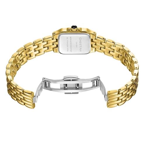CHEETAH Gold Watches for Women with Small Vintage Bracelet, Rectangular Case Roman Dial thumbnail 5