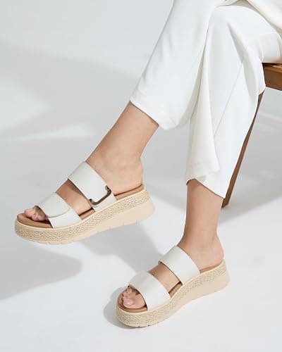 UBFEN Womens Platform Wedge Sandals Orthopedic Arch Support | Espadrille Slides, Comfortable Cushioned, Dressy for Summer Walking, Beach Vacation thumbnail 2