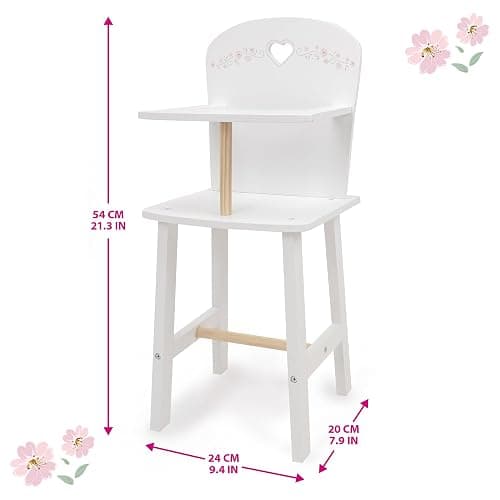 509 Crew: Little Flora - Wooden Doll Highchair - Flower-White-Pink, Feeding Station, Doll & Stuffed Animals Accessory, Pretend Play Toy, Kid 3+ thumbnail 2
