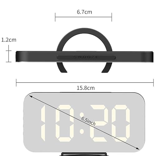 EXTSUD Sveglia Digitale con Display a Specchio Orologio Sveglia Elettronica con Luce Notturna Grande LED Schermo 12/24H Funzione Pisolino 2 Porte USB per Ricarica Smartphone thumbnail 3