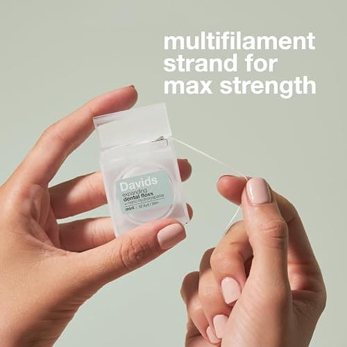Davids Expanding Dental Floss + Refill w/Hydroxyapatite, No Break Woven Strands, Waxed, Vegan, Cocoa Butter & Mint, Kid Friendly, Refillable Dispenser, 66 yd thumbnail 3