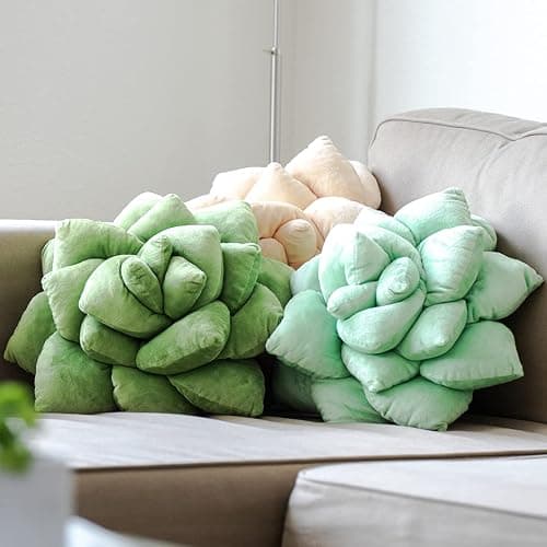 Green Philosophy Co. Succulent® Pillow 16" – Soft 3D Decorative Flower Throw Pillow, Unique Blush Peach Plush Flower Cushion, Perfect for Couch, Sofa, Bedroom Decor, Gift for Plant Lovers thumbnail 6