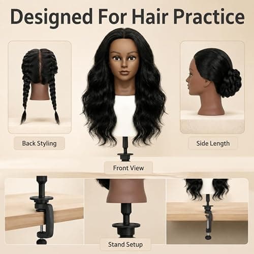16 Inch 100% Real Human Hair Mannequin Head, Manikin Head with Hair | Hair Mannequin Head for Kids Braiding Cosmetology Hairstyle Practice thumbnail 4
