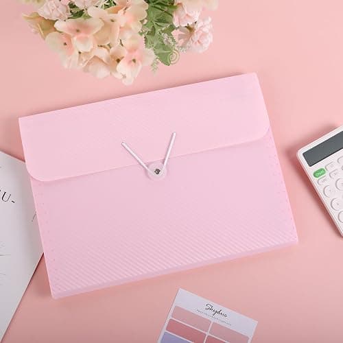 SKYDUE Pink School Office Supplies, Accordion File Organizer - 7 Pocket Letter Size Expanding Folder for School & Office - Portable Document Organizer thumbnail 7