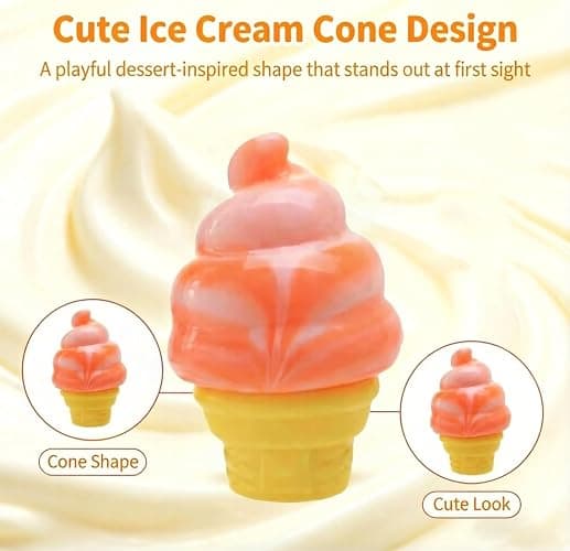 Ice Cream Squeeze Squishy, Ice Cream Cone Dumpling Slow Rise Sensory Toy Soft Squishy Sensory Squeeze Ball (Blue) thumbnail 3