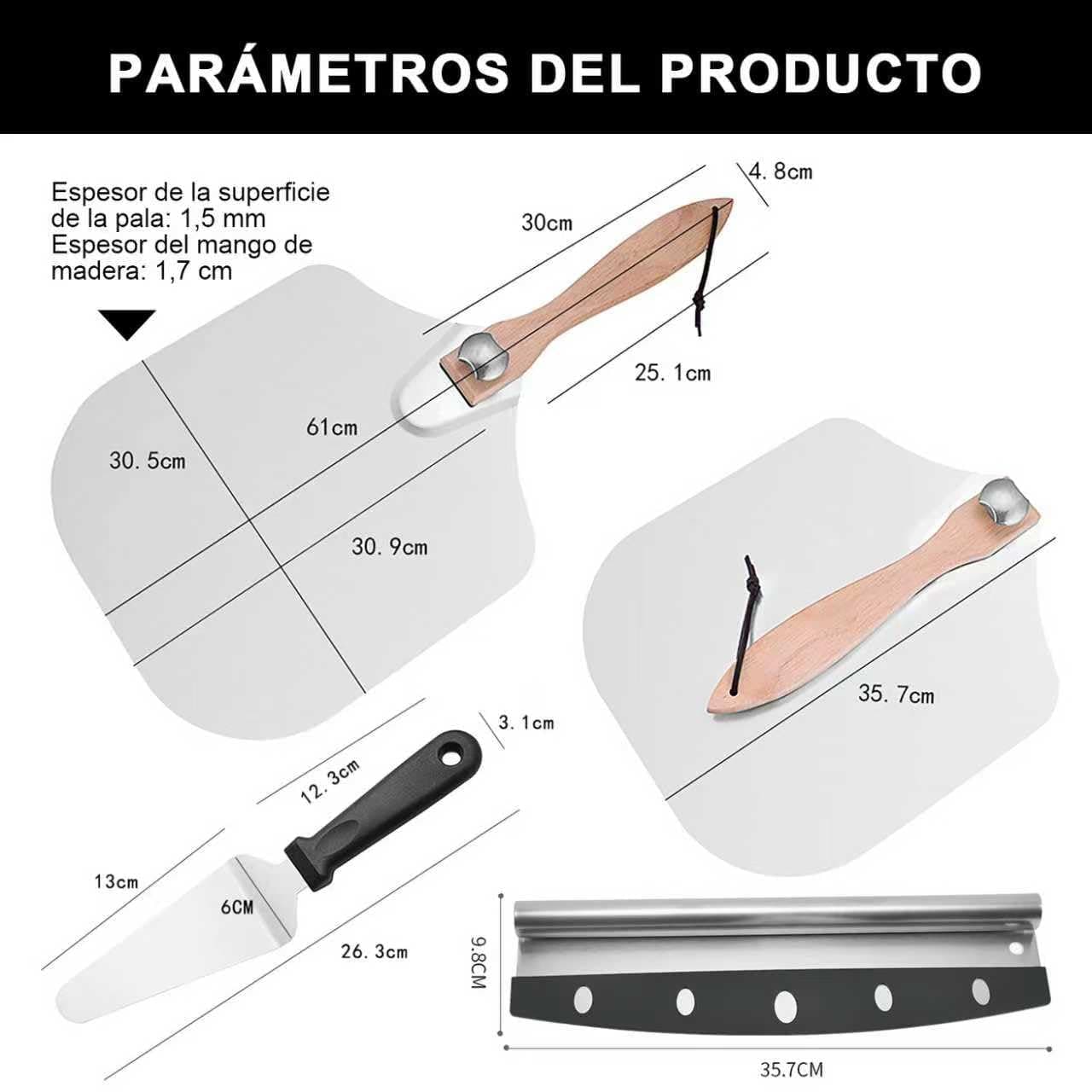 Pala para Pizza de Aluminio 12" X 14", Espátula para Pizza, Juego de Espátulas Plegables de Aluminio Para Pizza, para hornear thumbnail 2