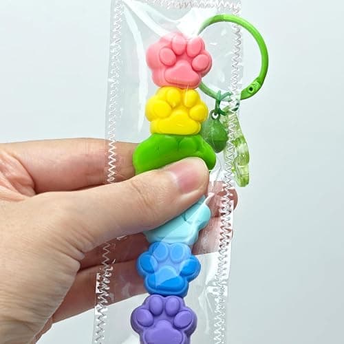 Handmade Rainbow Cat Paw Taba Squishy Bag Charm - Cute Mini Silicone Fidget Sensory Toy, Soft Sticky and Slow Rebound Stress Relief Squeeze Toy for Relaxation Gift (Cat Paw) thumbnail 4