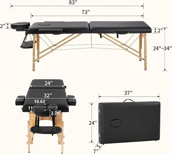 BestMassage Massage Bed Portable Massage Table 24 inch Wide Lash Bed Height Adjustable 2 Folding Spa Table with Non-Woven Bag for Spa Footmassage Facial CareSpa Tattoo thumbnail 3