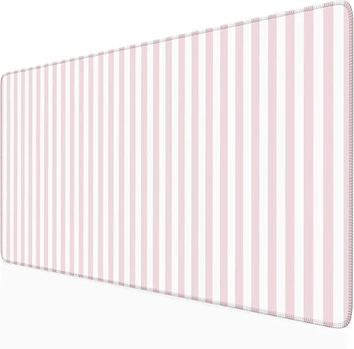 ohisxiacy Light Pink Striped Desk Mat Cute Pastel XXL Large Gaming Mouse Pad Desk Pad Kawaii Cozy Aesthetic Keyboard Laptop Computer Mat Home Office Decor for Women - Image 1