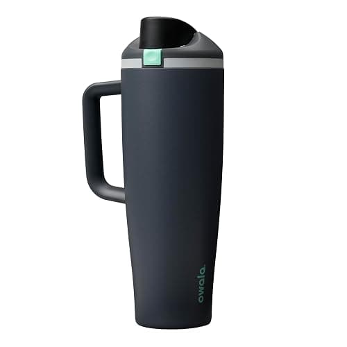 Owala FreeSip Tumbler Insulated Stainless Steel Water Bottle with Built-in Straw and Side Handle, for Travel, Work, School, and Sports, 40oz, BPA Free, Leak Proof, Foggy Tide - Image 1