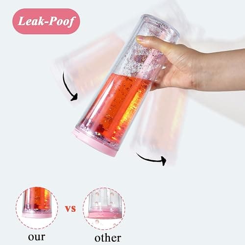 CHLJAR 25oz Acrylic Snowglobe Cups, 6pack Plastic Snow Globe Cup with Lids and Straws, Snowglobe Tumblers with Pre Drilled and Plug, Glow in the Dark,Individually Packaged thumbnail 5