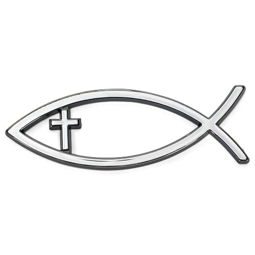 Harbor House Large Silver Christian Cross Fish Auto Emblem thumbnail 4
