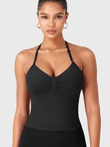 YEOREO SoftHue Impact Longline Strappy Top Women's Halter Workout Tank Tops Backless Gym Longline with Adjustable Strap thumbnail 3