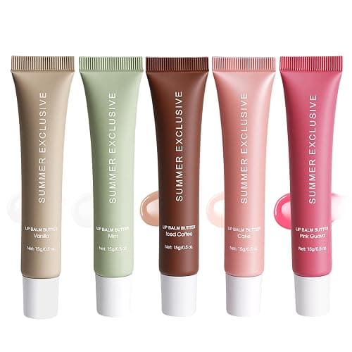 5 Color Summer Exclusive Lip Balm Butter,Tinted Lip Balm,Nourishing Lip Gloss with Natural Ingredients for Women and Girls,Soothes & Softens Dry Lips,Lip Care Gift Set for Birthday Christmas. - Image 1