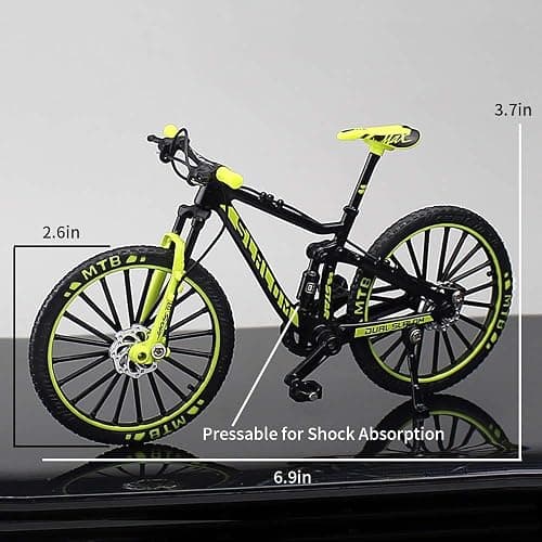 YEIBOBO ! Alloy Mini Downhill Mountain Bike Toy, Die-cast BMX Finger Bike Model for Collections (Black/Green) thumbnail 3