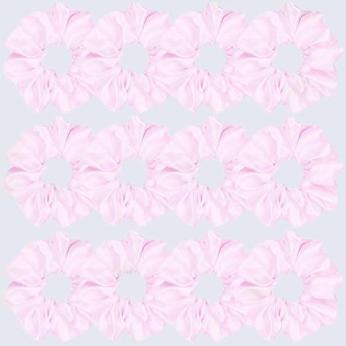 Sufermoe 12 Pcs Satin Silk Hair Scrunchies, 4.5 Inch, Pale Pink, Soft Hair Ties, Fashion Hair Bands, Ponytail Holders for Women and Girls thumbnail 4