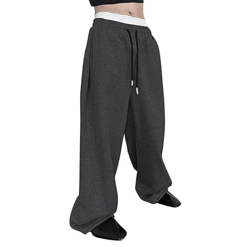 Baggy Sweatpants Men Wide Leg Sweats Pants Loose Cotton Open Bottom Joggers with Pockets Y2k Tall Trousers Streetwear