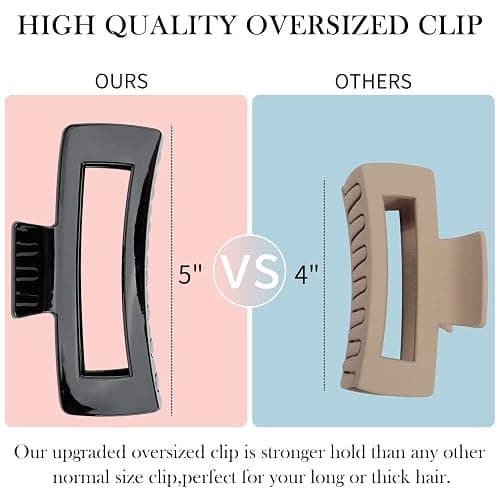 Ahoney 5 Inch Extra Large Claw Clips Big Hair Clips for Thick Long Hair, XL Giant Claw Clip Strong Hold Oversized Banana Jumbo Jaw Clips Arcylic, 90s Hair Accessories for Women (Classic) thumbnail 3