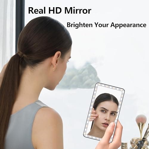 Car Sun Visor Vanity Mirror, 3 Light Modes & 60 LEDs, Rechargeable Dimmable Touch Screen Travel Makeup Mirror,Universal for Truck SUV-Car Accessories Essentials for Women（White） thumbnail 5