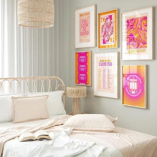 Sfwarmart Trendy Retro Aesthetic Posters And Prints Orange Pink Preppy Quote Wall Art Canvas Painting Wall Picture For Dorm Room Decor 8x10Inchx6pcs Unframed thumbnail 2