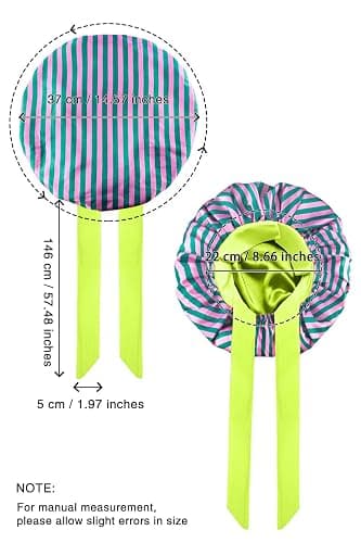 Vettres Double Layer Silk Bonnet with Tie Satin Lined Sleep Cap Hair Cover for Women's Curly Natural Hair thumbnail 4