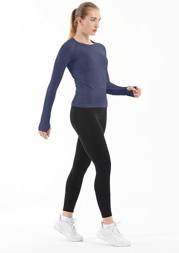 MathCat Seamless Workout Shirts for Women Long Sleeve Yoga Tops Sports Running Shirt Breathable Athletic Top Slim Fit XS-XL thumbnail 8