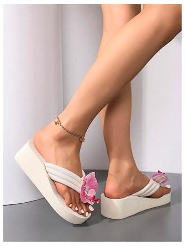 Verdusa Women's 3D Floral Platform Sandals Holiday Wedge Sandals Beach Flip Flops thumbnail 5