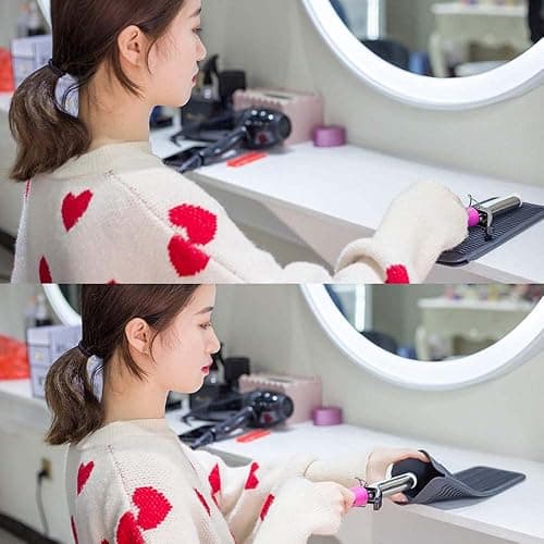 Heat Resistant Mat for Hair Tools, Silicone Heat Mat & Holder for Curling Iron, Professional Curling Iron Mat for Countertop, Portable Travel Flat Iron Heat Mat Pad Pouch Case Cover - Gray thumbnail 7