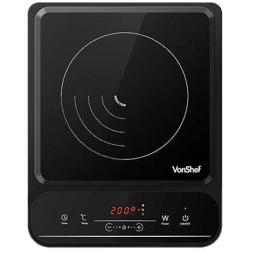 VonShef Single Induction Hob – 2000W Portable Induction Cooker w/LED Touch Display, 3 Hour Timer, 10 Heat Settings 60-240°C, Safety Lock - Black - Single thumbnail 9