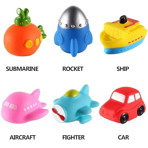 6 Packs No Hole Boat Bath Toy Set, Light up Changing Color in Water, Floating Rubber Bathtub Toys for Baby Toddler Infant Boy Girl Kid Play, Led Growing Pal in Shower Bathroom Tub or Swimming Pool thumbnail 6