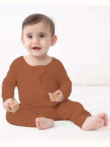 GUISBY Rayon Baby Footless Pajamas, Long Sleeve with 2 Way Zippers Rompers Sleepers thumbnail 3