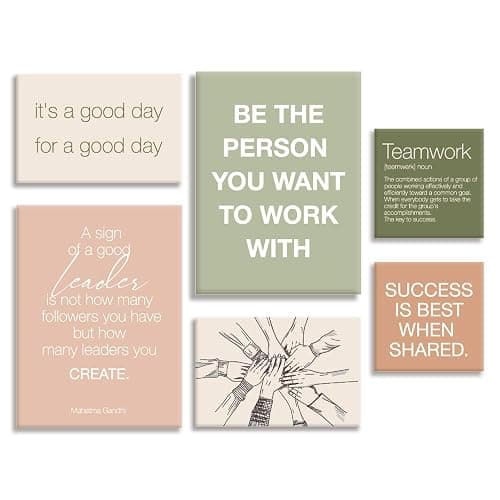 YEOION Office Inspirational Wall Art,Teamwork Motivational Wall Decor for Office,Workplace Canvas Wall Art Set of 6 - Image 1