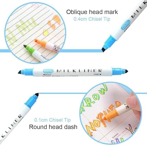 EooUooIP Highlighters Pen, 12 Colors Broad and Fine Tips Pastel Pens Pastel Highlighters for School Student Office thumbnail 4