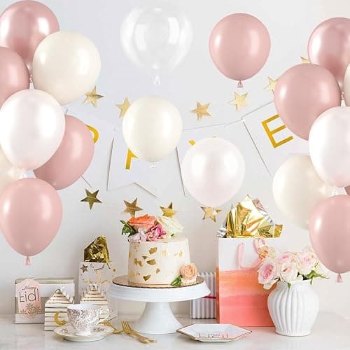 Luftballons Altrosa Beige 60 Stück Luftballons Geburtstag Rosa Beige Champagner Gold Helium Ballons, Retro Rosa Aprikose Latex Ballons für Mädchen Geburtstag Hochzeit Babyparty Deko thumbnail 2