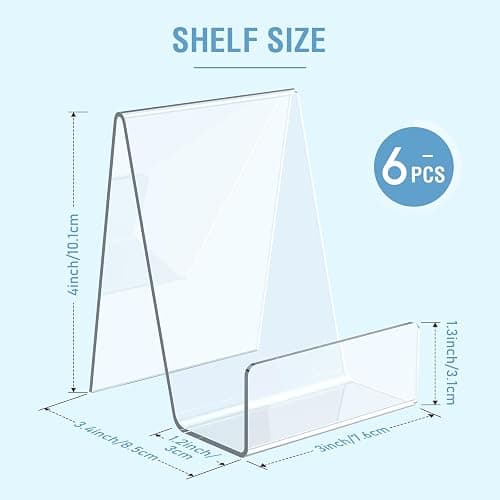 Aredpoook 6 Pack Acrylic Book Stand, Clear Easel Stand for Display, Book Display Holder, Display Stand for Album, CD, Magazine, Postcard, Picture, Plate, Artworks, Phone, Tablet thumbnail 3