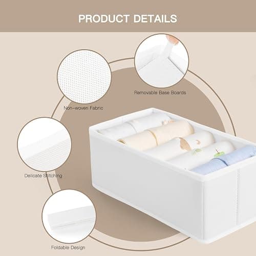 Criusia Drawer Organizer Clothes, 21 Pack Dresser Organizer for Baby Clothes, Underwear, Sock- Foldable Closet Organization and Storage Dividers Bins for Nursery, Bedroom (White) thumbnail 5