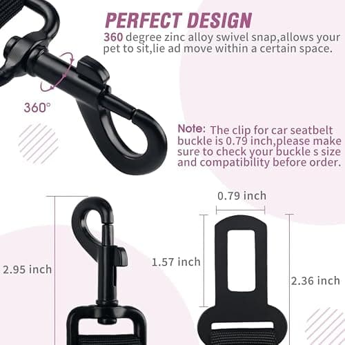 COOYOO Dog Seat Belt,Retractable Dog Car Harness Seat Belt for Car Adjustable Nylon Pet Safety Seat Belts Heavy Duty & Elastic Bungee Buffer thumbnail 5