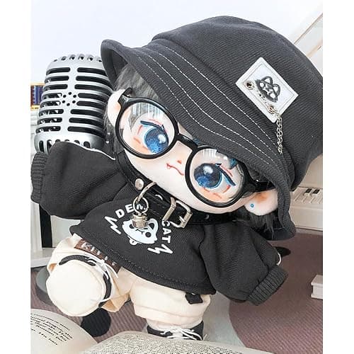 niannyyhouse 20cm Plush Doll Clothes Hat Long Sleeve T-Shirt Pants Glasses Necklace Shoes Demon Outfit 8in Doll Accessories thumbnail 5