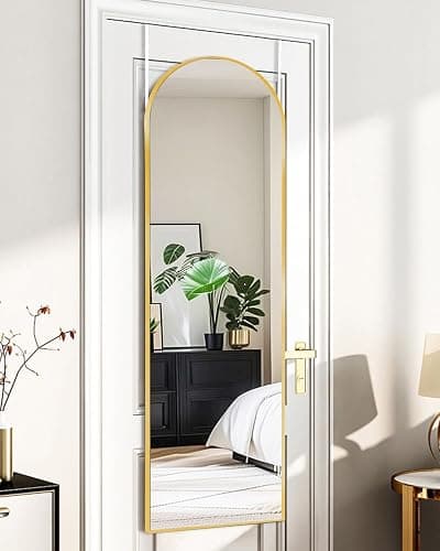 48"x14" Gold Arched Full Length Mirror - Shatter-Proof Glass & Aluminum Frame, Over Door or Wall Mounted for Bedroom, Bathroom, Living Room Decor thumbnail 6