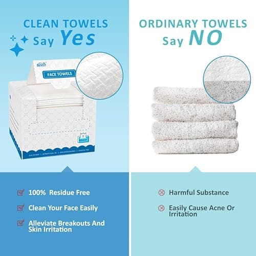 HOMEXCEL Face Towels, 100 Count (2 Box) Disposable Face Towelettes, Biodegradable Makeup Remover Dry Wipes, Super Soft Clean Facial Towels Wash Cloth for Sensitive Skin thumbnail 7