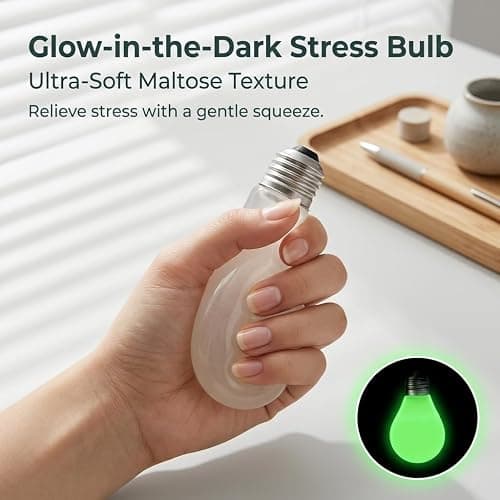 Glow‑in‑the‑Dark Bulb Squishy Toy, Soft Maltose Slow‑Rebound Lamp, Cute Lava Lamp Style Stress Relief Fidget Toy, Portable Anxiety Relief Desk Squishy, Ideal ADHD Gift for Adults (Bulb) thumbnail 3