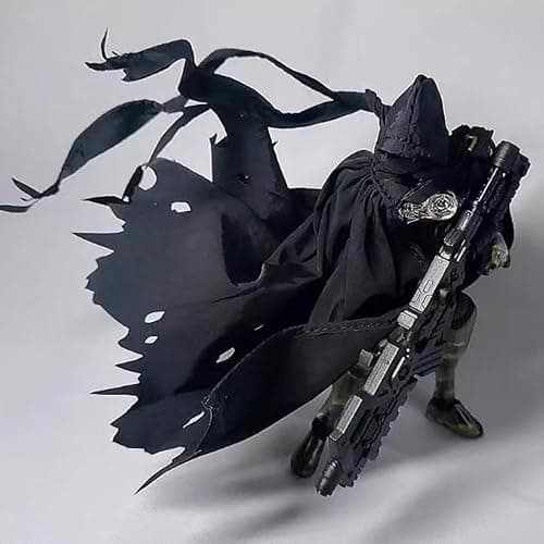 nyyuqi 1/12 Black Battle Damaged Wired Hooded Cloak Cape with Wired Scarf for 6'' Action Figure Custom - Image 1