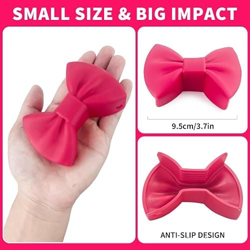 Silicone Bow Pot Holders - Cute Kitchen Gadgets for Funny Cooks,Heat Resistant Oven Grips White Elephant Gag Gifts for Adults Fun Stocking Stuffers thumbnail 5