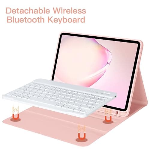 BQSS Keyboard Case for iPad Air 11 Inch M3/M2 (2025/2024) Wireless Keyboard Case for iPad Air 10.9 Inch 5th/4th Generation (2022/2020) Detachable for iPad Pro 1st Case with Pencil Holder Pink thumbnail 5