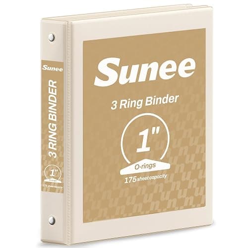 SUNEE 3 Ring Binder 1 Inch 1 Pack, Clear View Binder Three Ring PVC-Free (Fit 8.5x11 Inches) for School or Office Supplies, Gray-Brown - Image 1