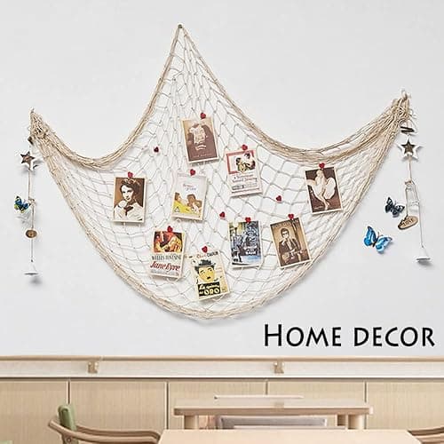 TEMUCY Natural Fish Net Decorative, Beach Themed Fish Net Decorations for Pirate, Mermaid, Beach Party Home Bedroom Décor thumbnail 4