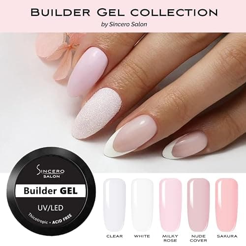 Sincero Salon Solid Builder Gel for Nails - Sakura - Hard Gel Builder for Extension - Nail Repair and Strengthener - LED UV Builder Gel for Nails - Use with Nail Forms - Nail Hardener Gel 15ml thumbnail 5